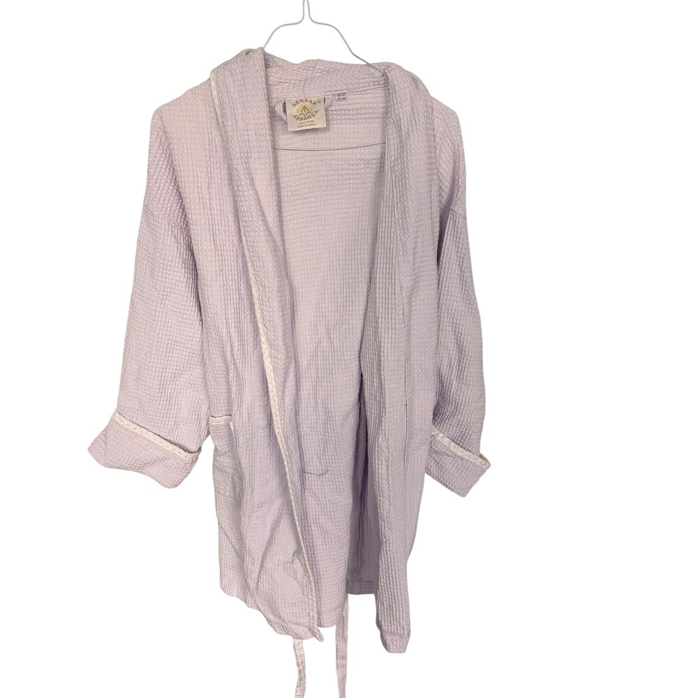 Aegean Apparel Lavender Purple Waffle Knit Robe 100% Cotton One Size Turkey